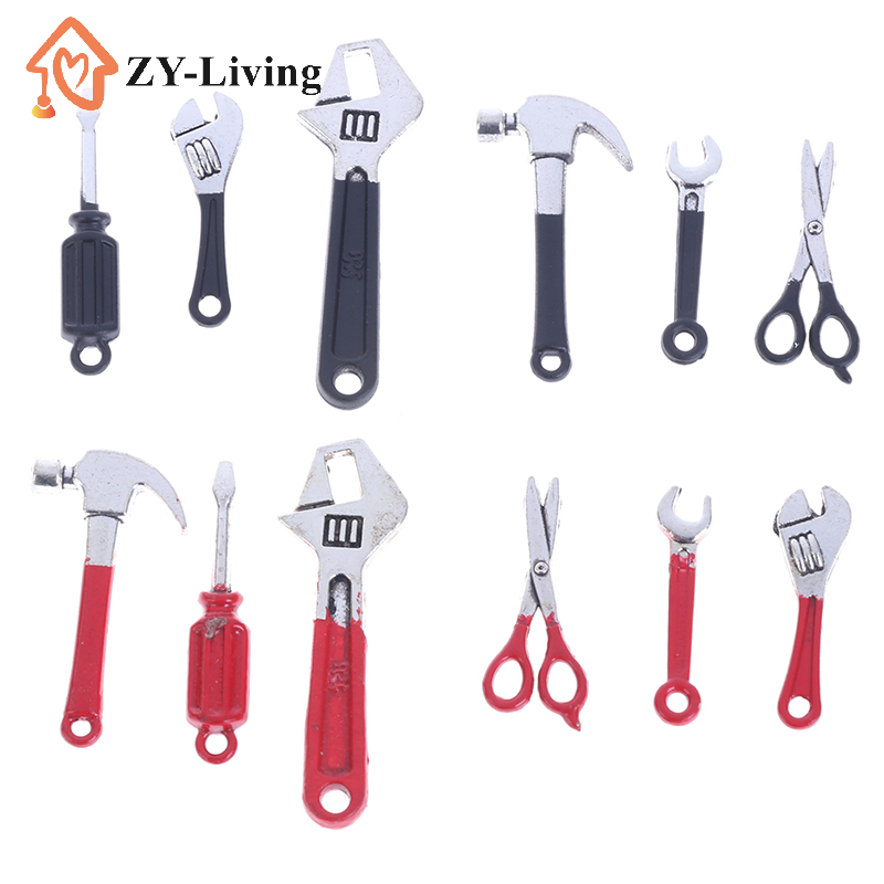 Wrench Set - 6 ชิ้น/เซ็ต ชุดซ่อมบ้านตุ๊กตาขนาดเล็ก อุปกรณ์เสริม ค้อน ประแจ