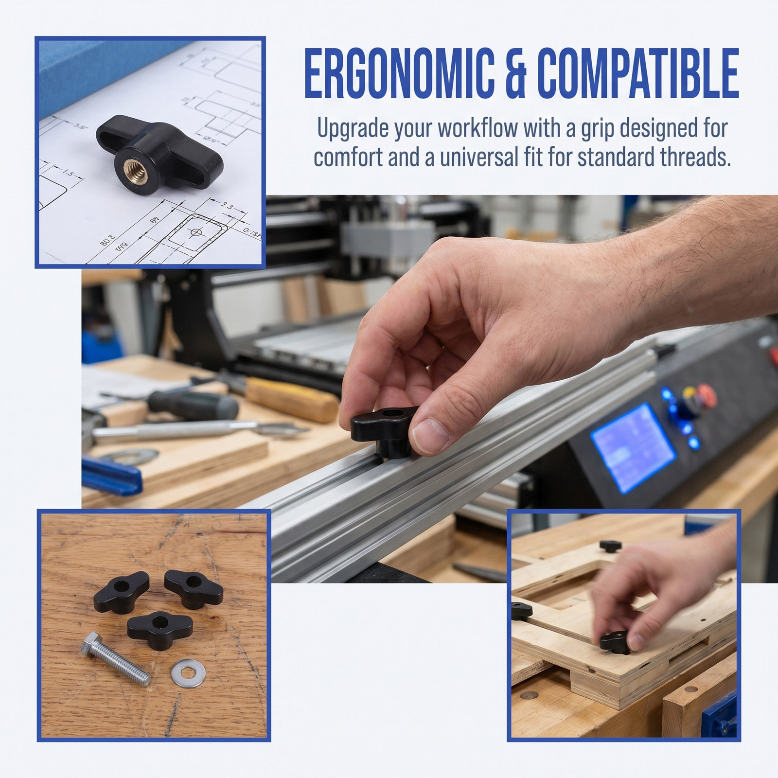 10 ชิ้น ลูกบิดจับแบบจับถนัดมือ - Drill Press บทวิจารณ์และราคา